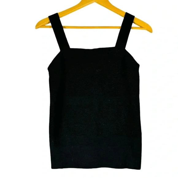 NWT Banana Republic Black Knit Square Neck Cotton Blend Tank - Picture 1 of 7